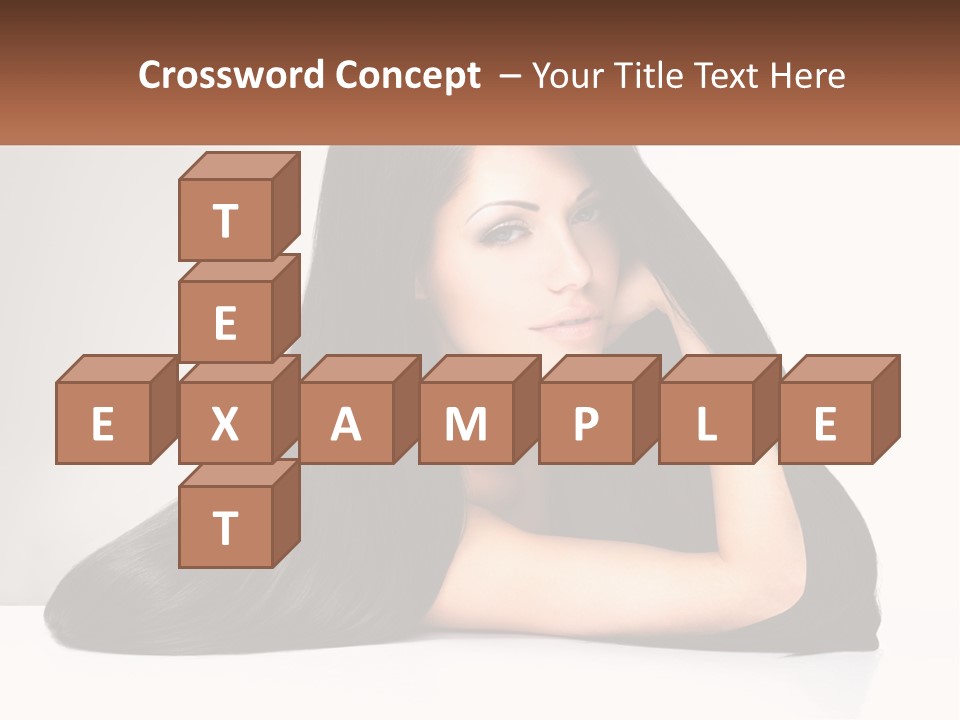 A Woman With Long Black Hair Is Posing For A Picture PowerPoint Template