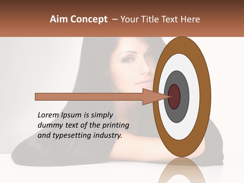 A Woman With Long Black Hair Is Posing For A Picture PowerPoint Template