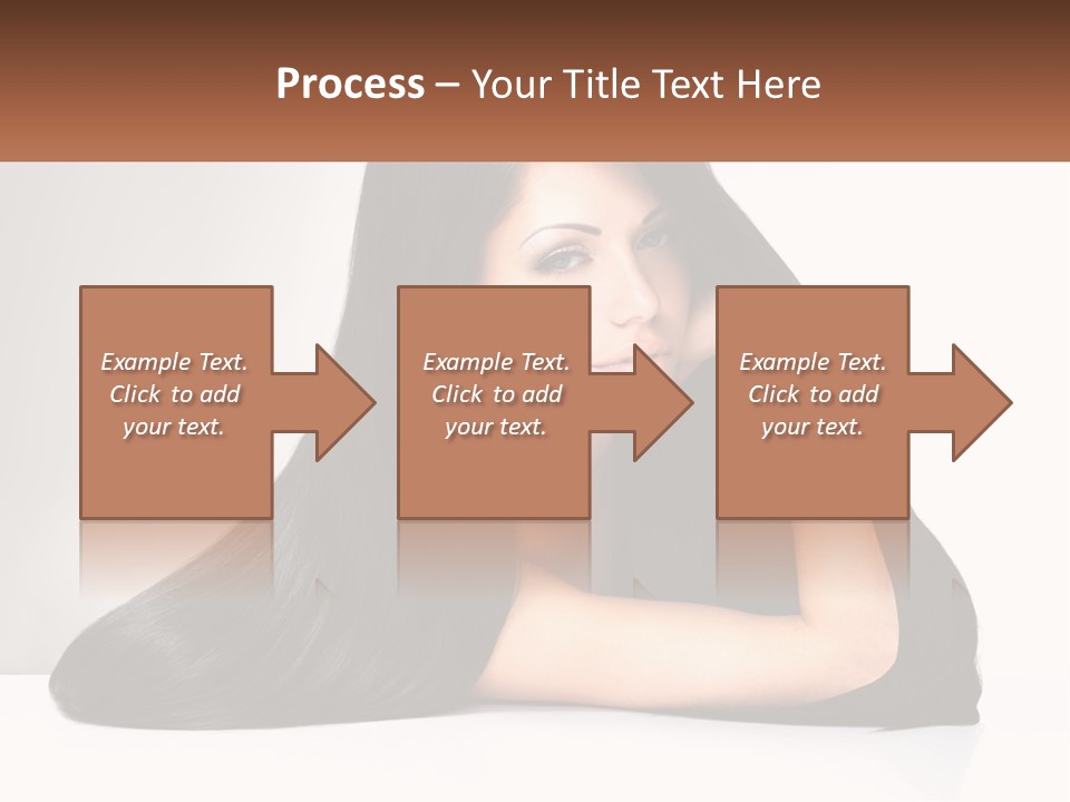 A Woman With Long Black Hair Is Posing For A Picture PowerPoint Template