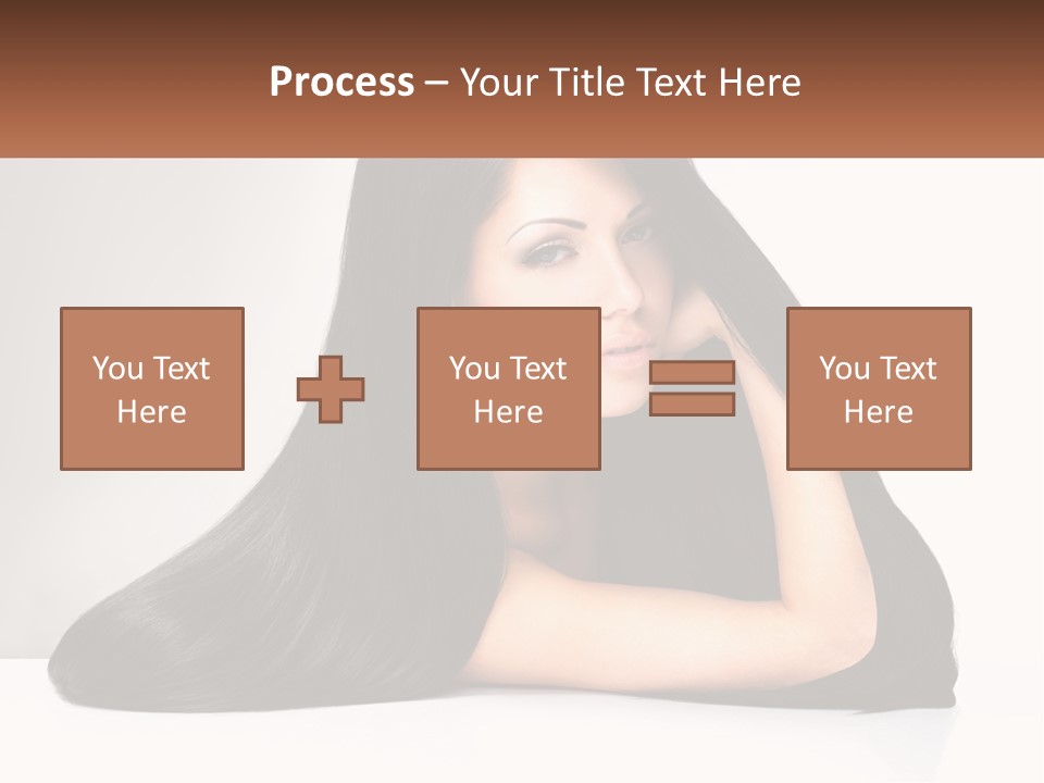 A Woman With Long Black Hair Is Posing For A Picture PowerPoint Template