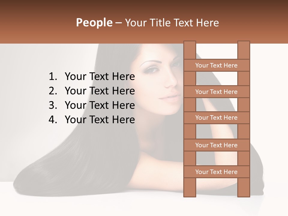 A Woman With Long Black Hair Is Posing For A Picture PowerPoint Template