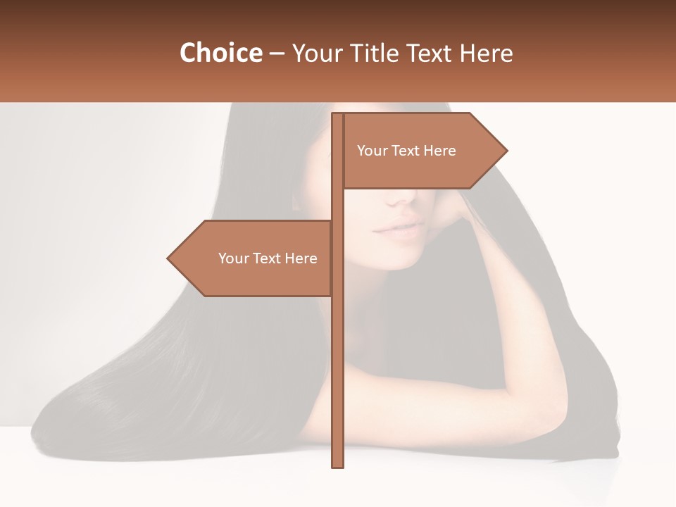 A Woman With Long Black Hair Is Posing For A Picture PowerPoint Template