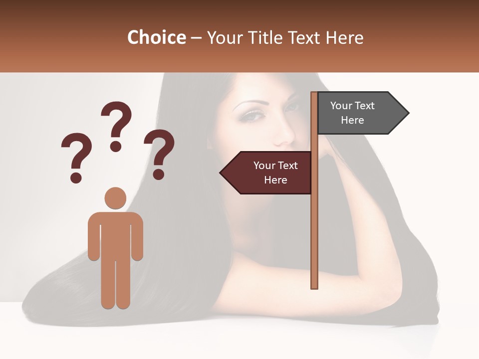 A Woman With Long Black Hair Is Posing For A Picture PowerPoint Template