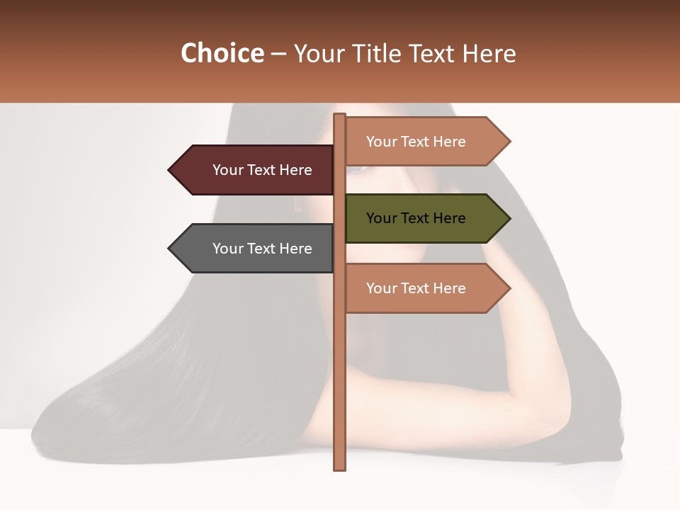 A Woman With Long Black Hair Is Posing For A Picture PowerPoint Template