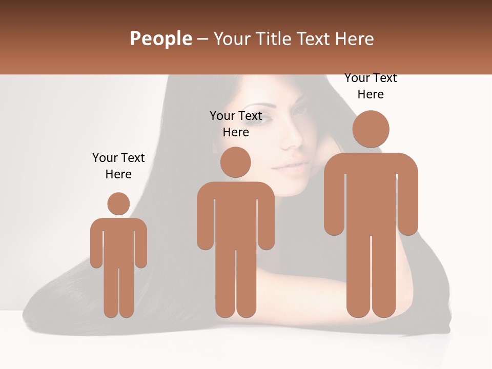 A Woman With Long Black Hair Is Posing For A Picture PowerPoint Template