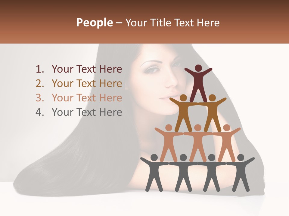 A Woman With Long Black Hair Is Posing For A Picture PowerPoint Template