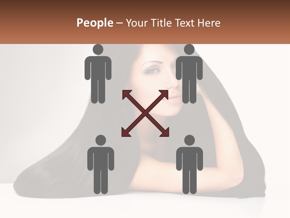 A Woman With Long Black Hair Is Posing For A Picture PowerPoint Template