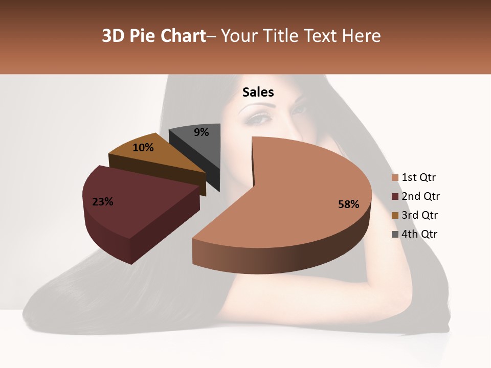 A Woman With Long Black Hair Is Posing For A Picture PowerPoint Template