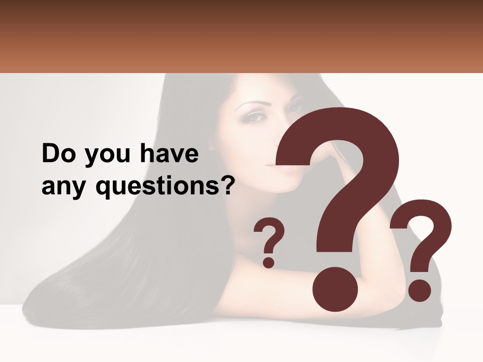 A Woman With Long Black Hair Is Posing For A Picture PowerPoint Template