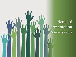 A Group Of Hands With Green And Blue Colors PowerPoint Template