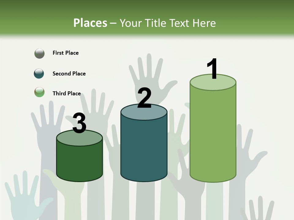 A Group Of Hands With Green And Blue Colors PowerPoint Template