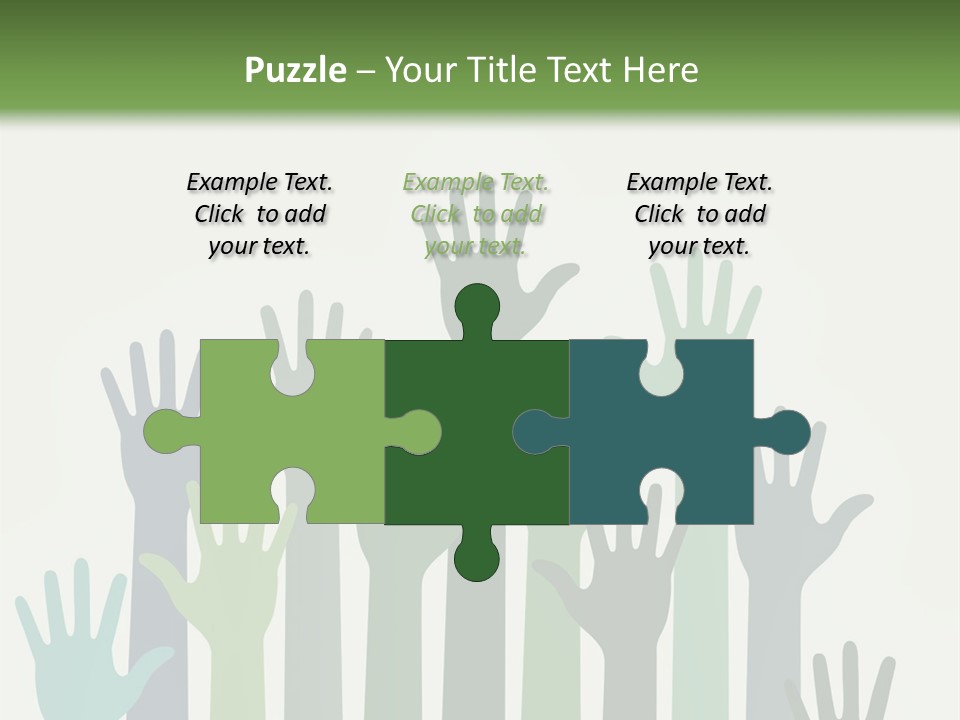 A Group Of Hands With Green And Blue Colors PowerPoint Template