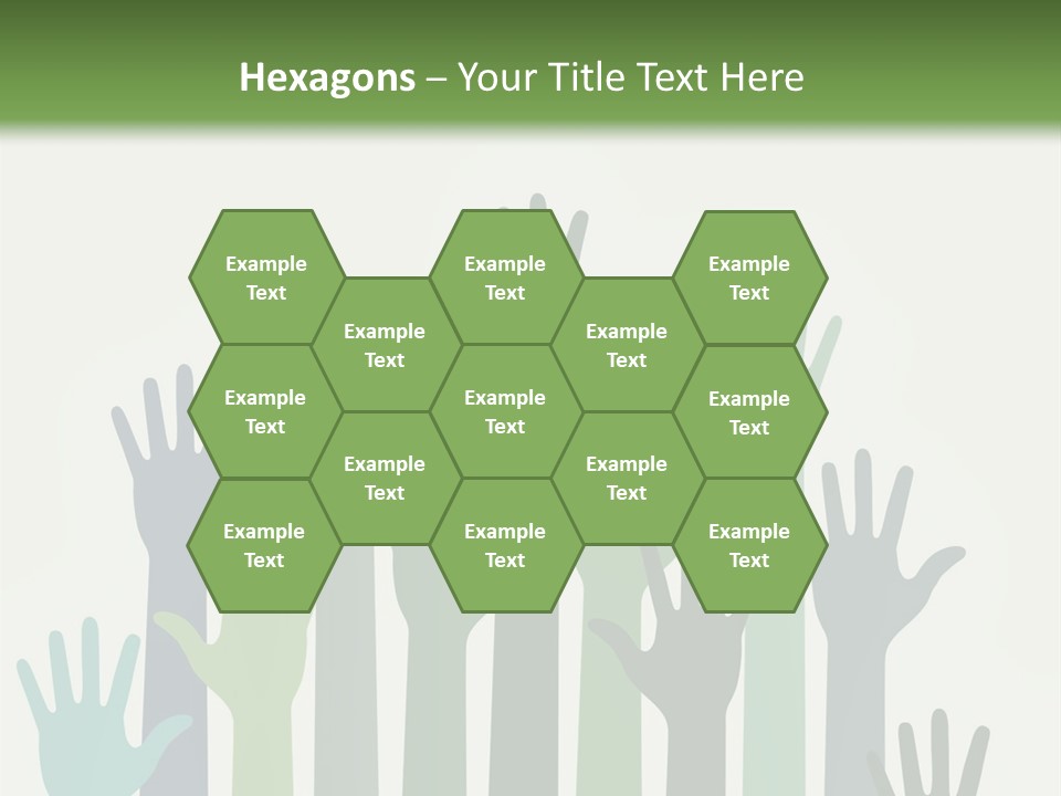 A Group Of Hands With Green And Blue Colors PowerPoint Template