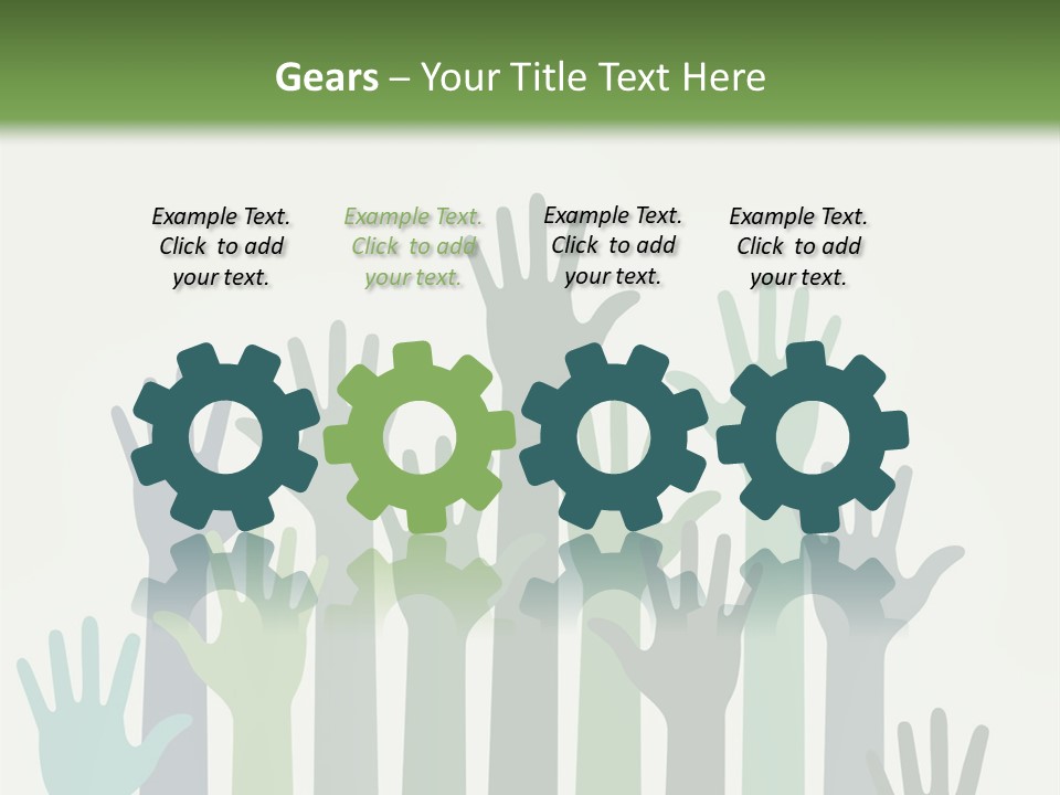 A Group Of Hands With Green And Blue Colors PowerPoint Template