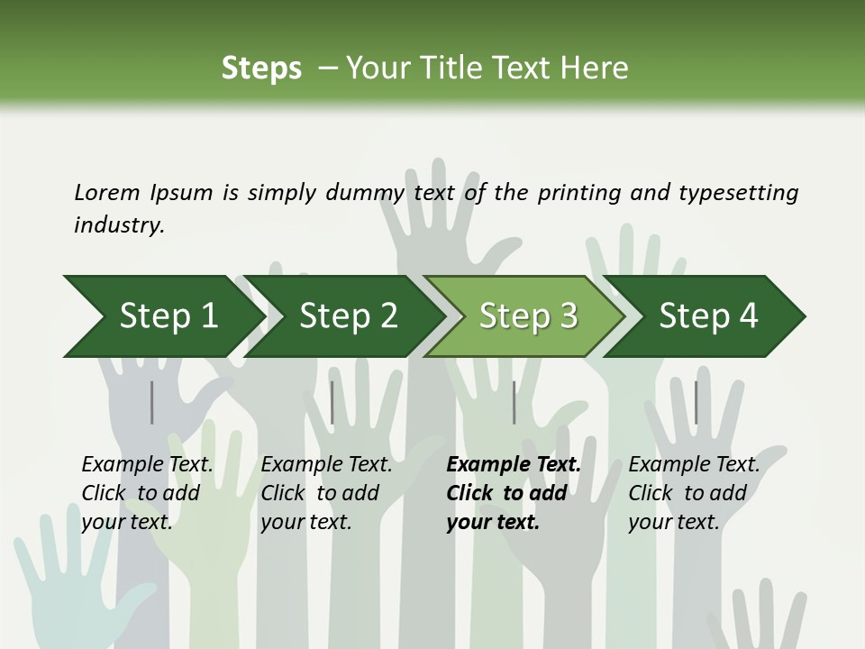 A Group Of Hands With Green And Blue Colors PowerPoint Template