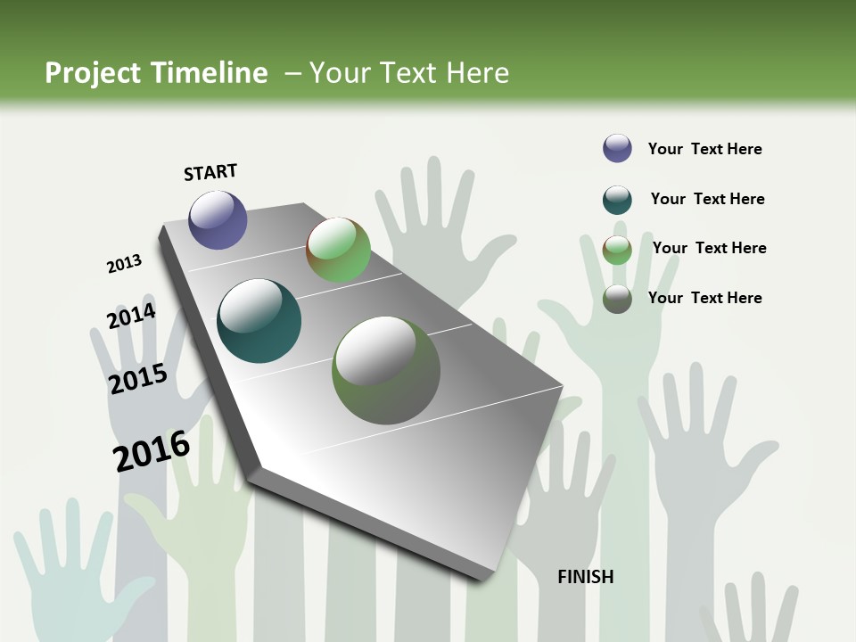 A Group Of Hands With Green And Blue Colors PowerPoint Template