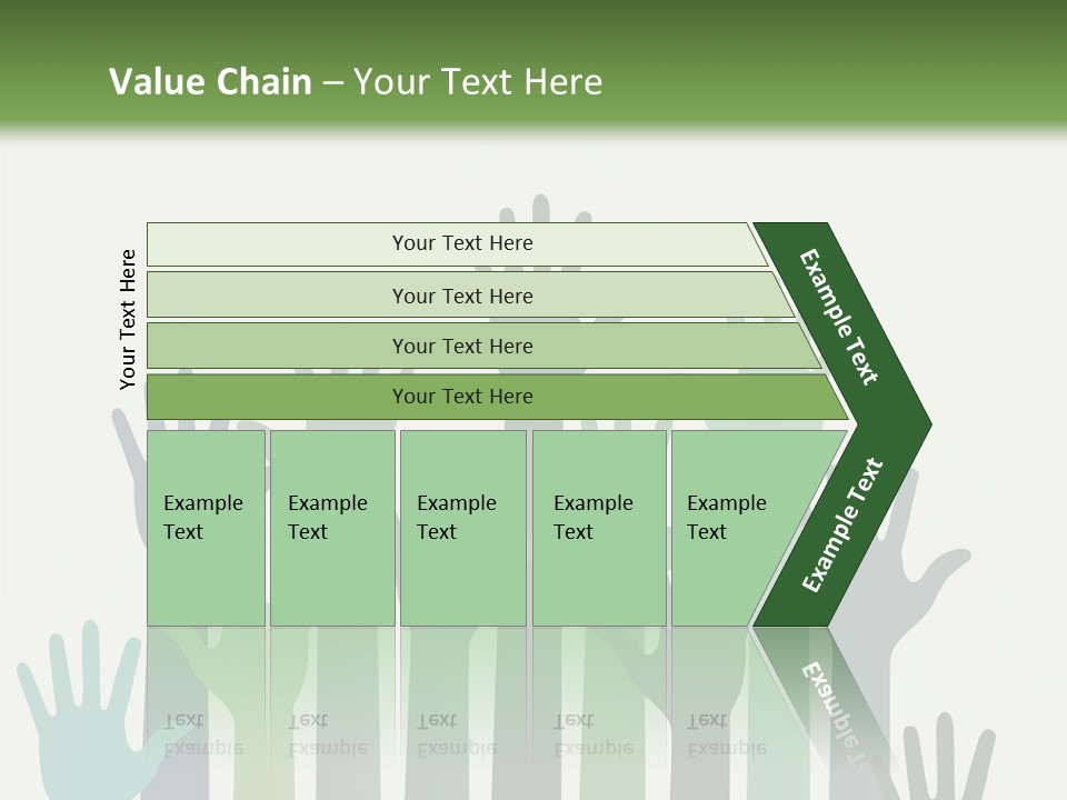 A Group Of Hands With Green And Blue Colors PowerPoint Template
