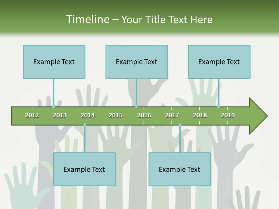A Group Of Hands With Green And Blue Colors PowerPoint Template