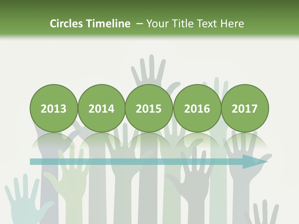 A Group Of Hands With Green And Blue Colors PowerPoint Template