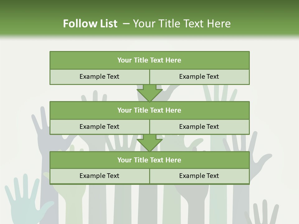 A Group Of Hands With Green And Blue Colors PowerPoint Template