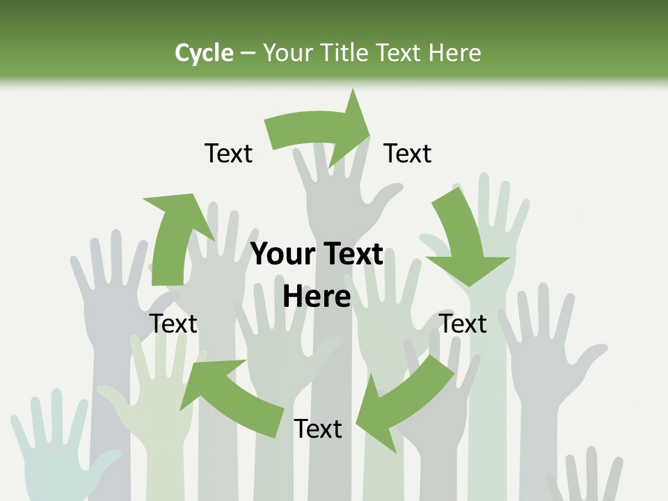 A Group Of Hands With Green And Blue Colors PowerPoint Template