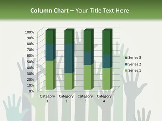 A Group Of Hands With Green And Blue Colors PowerPoint Template