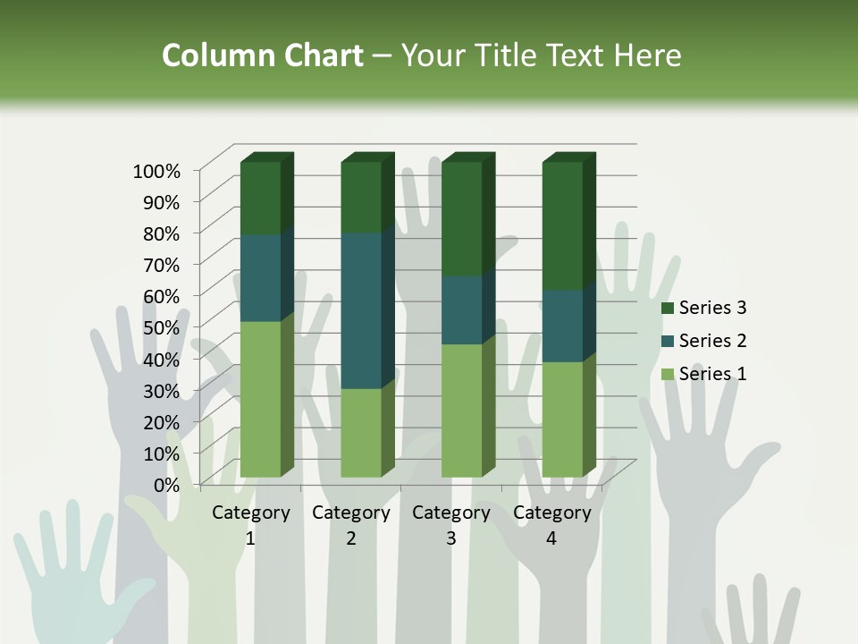 A Group Of Hands With Green And Blue Colors PowerPoint Template