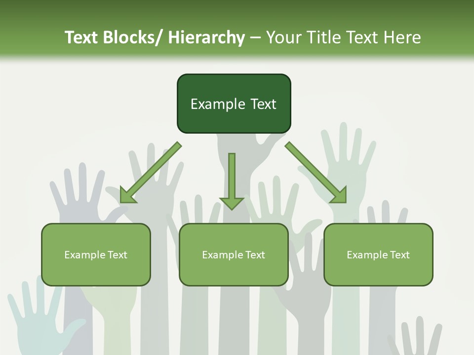 A Group Of Hands With Green And Blue Colors PowerPoint Template