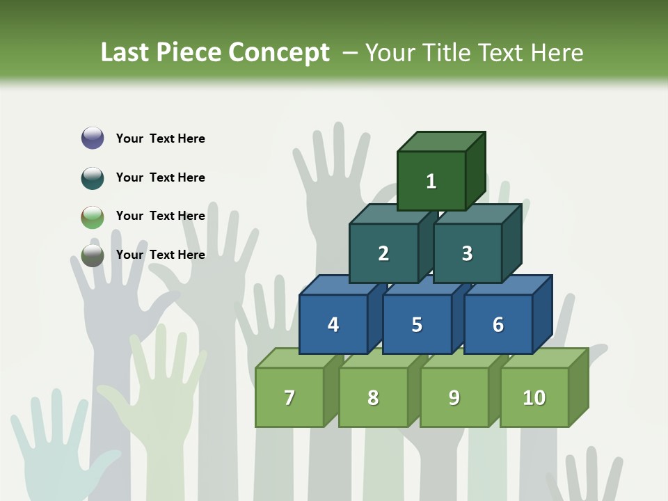 A Group Of Hands With Green And Blue Colors PowerPoint Template