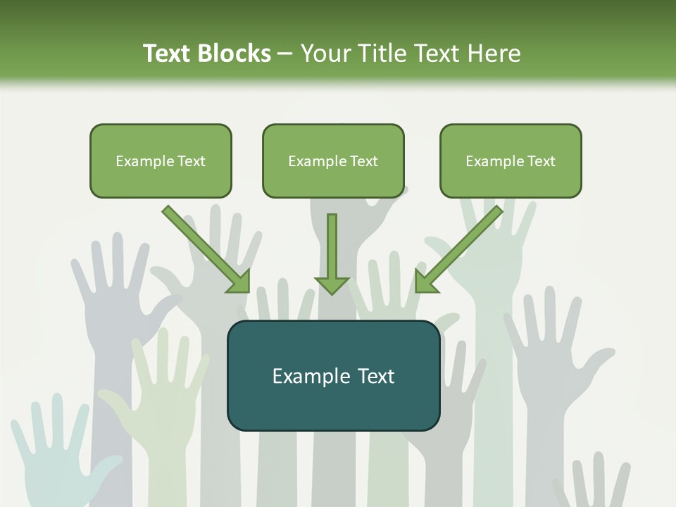 A Group Of Hands With Green And Blue Colors PowerPoint Template