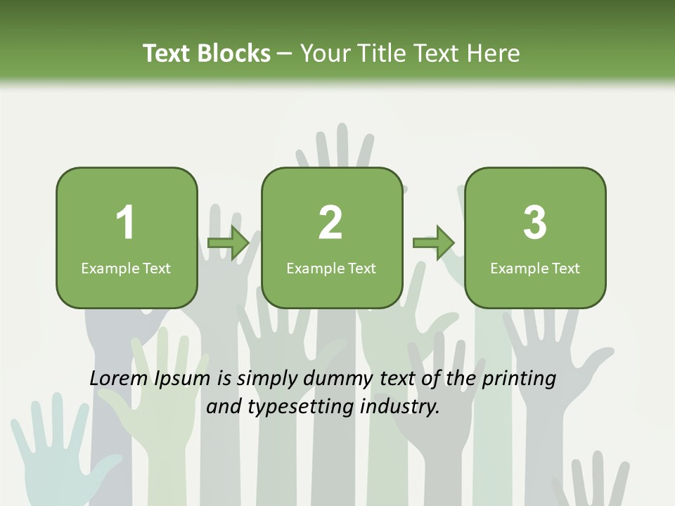 A Group Of Hands With Green And Blue Colors PowerPoint Template