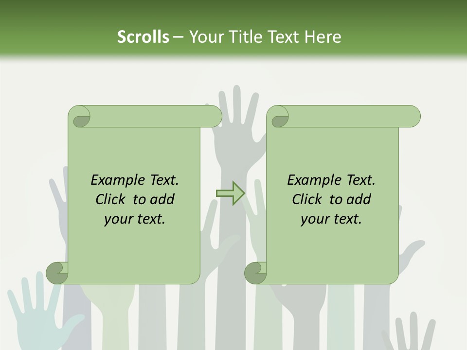 A Group Of Hands With Green And Blue Colors PowerPoint Template