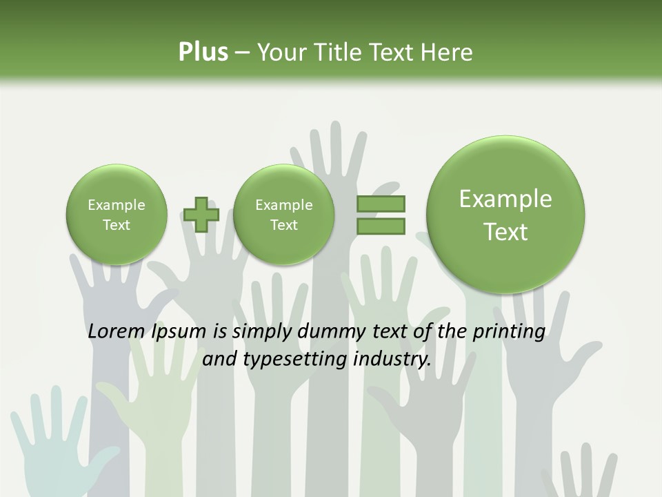 A Group Of Hands With Green And Blue Colors PowerPoint Template