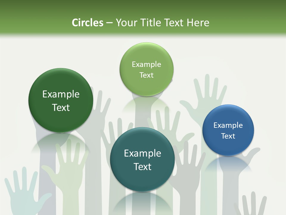 A Group Of Hands With Green And Blue Colors PowerPoint Template
