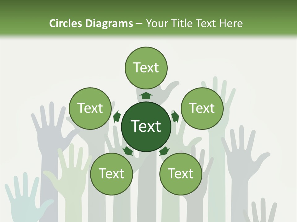 A Group Of Hands With Green And Blue Colors PowerPoint Template