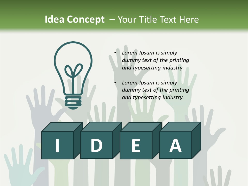 A Group Of Hands With Green And Blue Colors PowerPoint Template