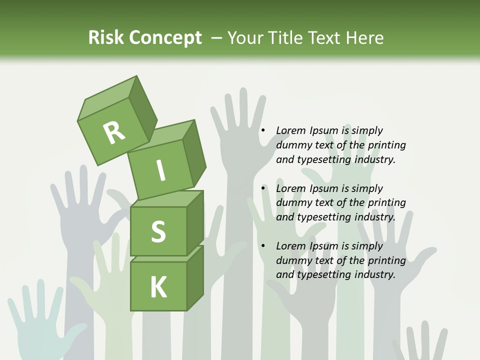 A Group Of Hands With Green And Blue Colors PowerPoint Template