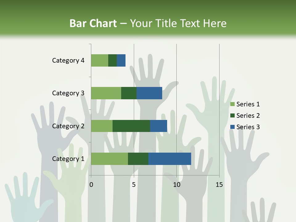 A Group Of Hands With Green And Blue Colors PowerPoint Template