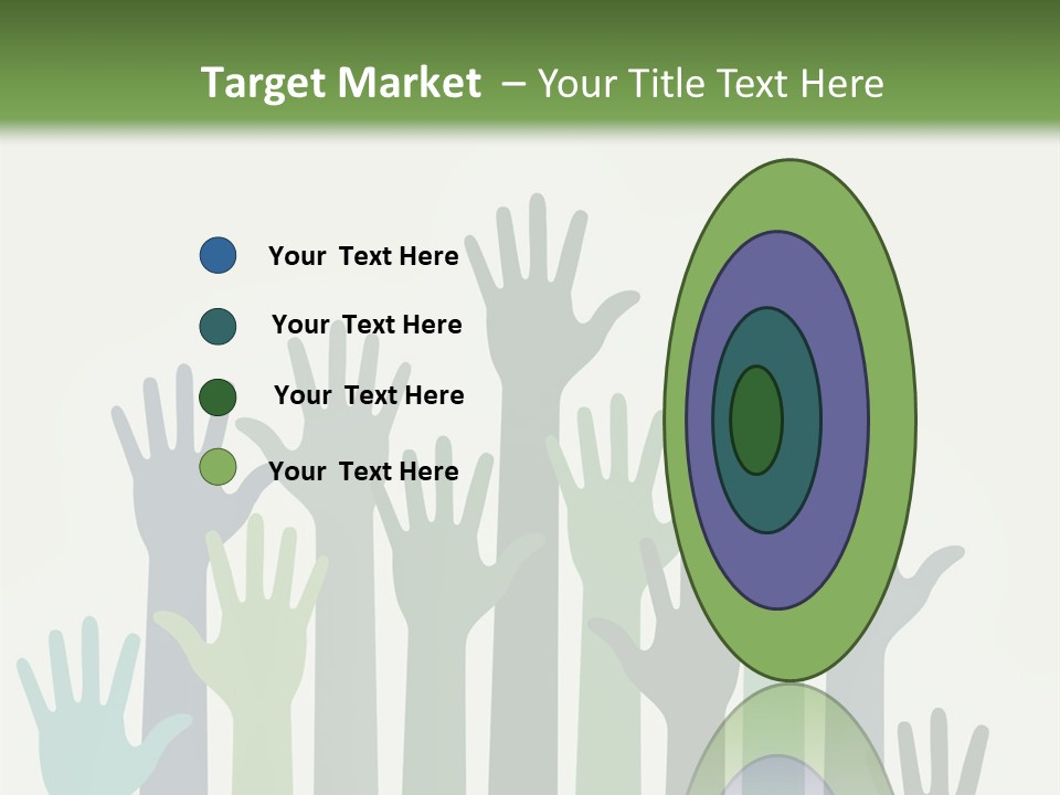 A Group Of Hands With Green And Blue Colors PowerPoint Template