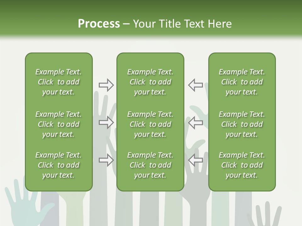 A Group Of Hands With Green And Blue Colors PowerPoint Template