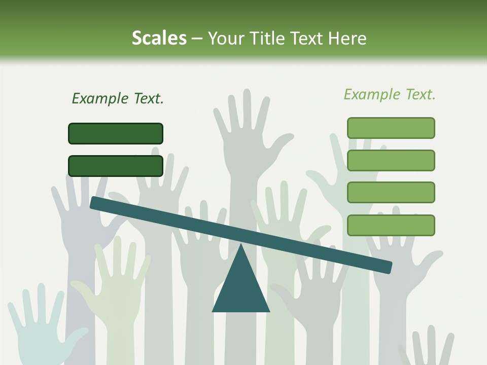 A Group Of Hands With Green And Blue Colors PowerPoint Template