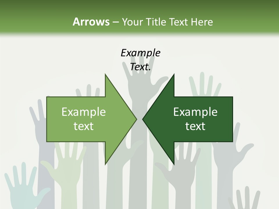 A Group Of Hands With Green And Blue Colors PowerPoint Template