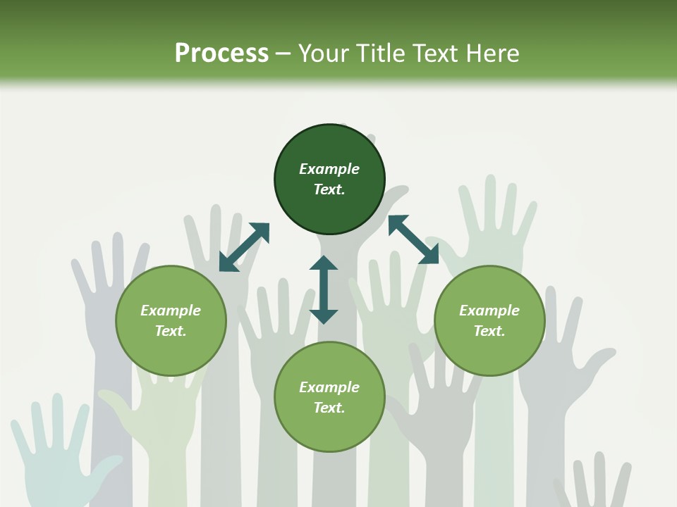 A Group Of Hands With Green And Blue Colors PowerPoint Template