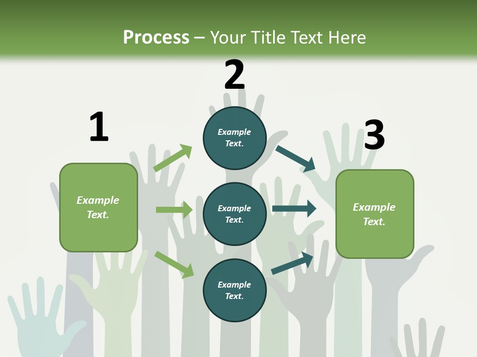 A Group Of Hands With Green And Blue Colors PowerPoint Template
