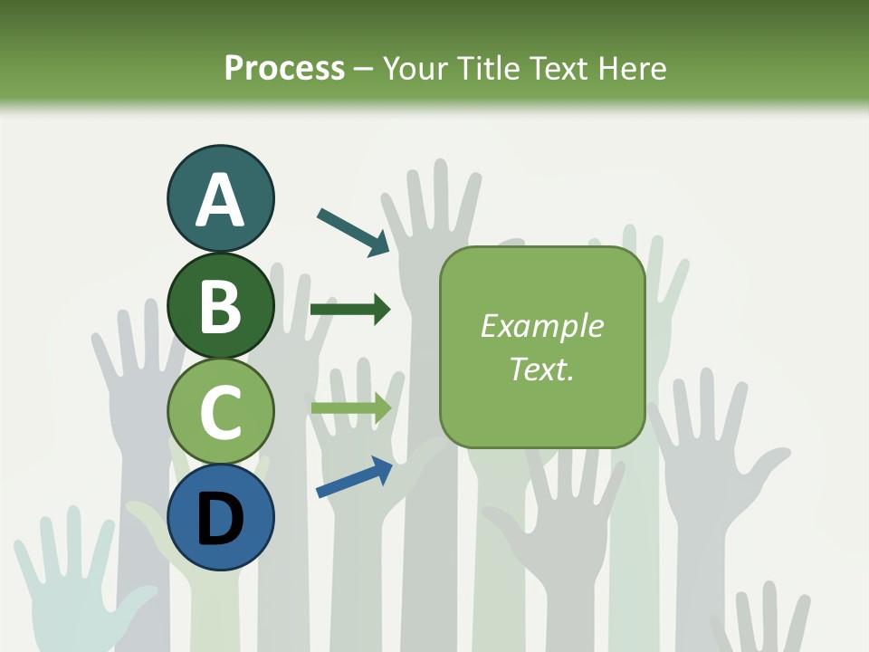 A Group Of Hands With Green And Blue Colors PowerPoint Template