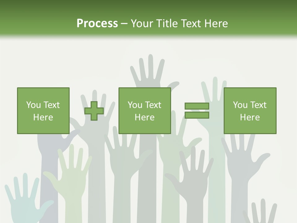 A Group Of Hands With Green And Blue Colors PowerPoint Template