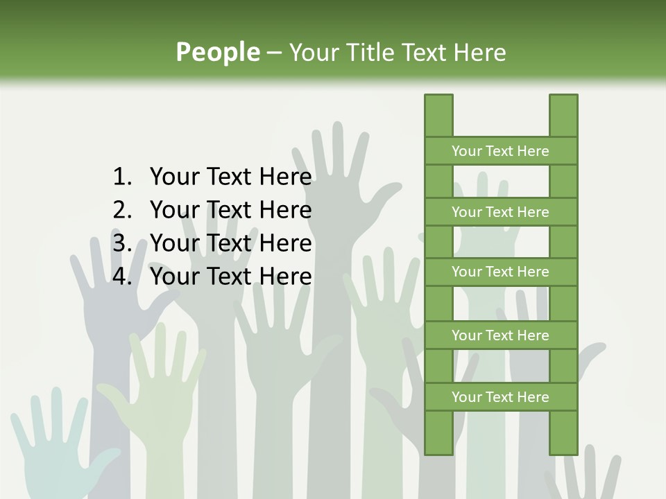A Group Of Hands With Green And Blue Colors PowerPoint Template