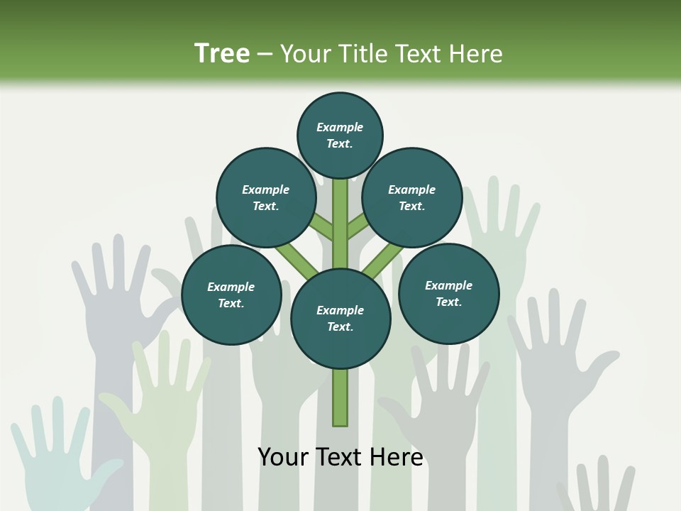 A Group Of Hands With Green And Blue Colors PowerPoint Template