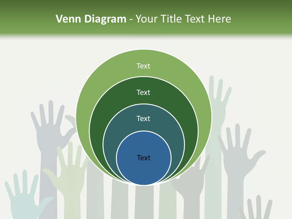 A Group Of Hands With Green And Blue Colors PowerPoint Template