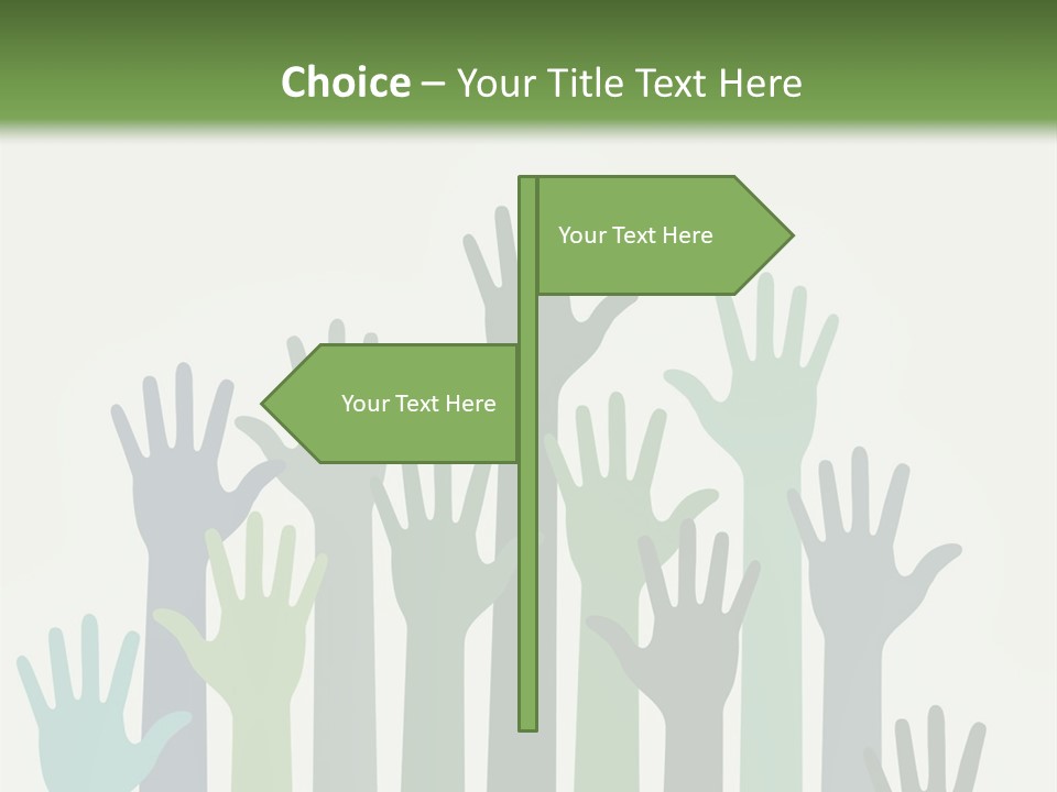 A Group Of Hands With Green And Blue Colors PowerPoint Template